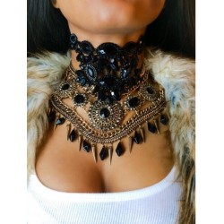 Vedawas Fashion Jewelry Maxi Necklace For Women New Hot Rhinestone Beads Collar Choker Necklace Tassel Statement Collier XG2220