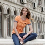 Veri Gude Summer Casual Style T-Shirt Women Slim Fit Cotton Striped Shirt O-Neck Seven Color Cute All-Match Free Shipping 