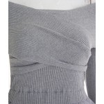Vestidos 2015 Women Autumn Knitted Tutu Dress Fashion Collar Strapless Crossover Splicing Fake Two Piece Dresses