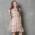 Vestidos Femininos 2017 Yuzi.may Boho New Summer Dress Cotton Linen Sleeveless Belted Flower Print Slim Dresses A8156 Vestido