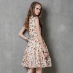 Vestidos Femininos 2017 Yuzi.may Boho New Summer Dress Cotton Linen Sleeveless Belted Flower Print Slim Dresses A8156 Vestido