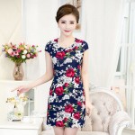 Vestidos L-5XL 2017 New Fashion Women Summer dress Slim Tunic Milk Silk print Floral dresses Casual Plus Size sexy bodycon dress