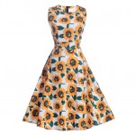 Vestidos New 2017 Summer Dress Women Swing Floral Print Dress 50S Rockabilly Vintage Dress Ladies Elegant Retro Cotton Dresses