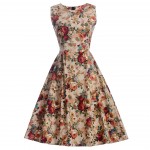 Vestidos New 2017 Summer Dress Women Swing Floral Print Dress 50S Rockabilly Vintage Dress Ladies Elegant Retro Cotton Dresses