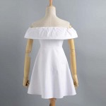 Vestidos Summer Dress Slash Neck Sexy Buttons Off Shoulder Dresses Ruffles Casual Pockets Beach Mini Beach Dress Women Clothing