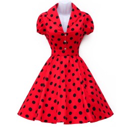 Vestidos Summer Women Dress Polka Dot Short Sleeve Retro Casual Robe Rockabilly Party Dress 50s 60s Pinup Swing Vintage Dresses