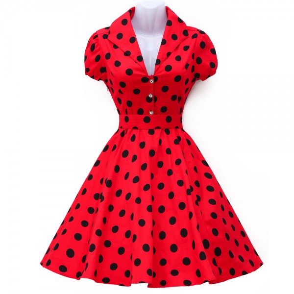 Vestidos Summer Women Dress Polka Dot Short Sleeve Retro Casual Robe Rockabilly Party Dress 50s 60s Pinup Swing Vintage Dresses