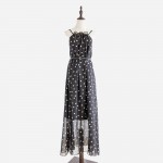 Vestidos de festa  Fashion Women's Polka Dots Maxi Dress With Belt Long Casual Summer Beach Chiffon Party Dresses Cheap