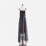 Vestidos de festa  Fashion Women's Polka Dots Maxi Dress With Belt Long Casual Summer Beach Chiffon Party Dresses Cheap