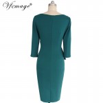 VfEmage Womens Asymmetric Neck Elegant Belted Tunic Wear to Work Office Business Bodycon Stretch Fitted Sheath Pencil Dress 4430