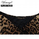 Vfemage (Plus Size) Womens Elegant Sexy Hot V Neck Leopard Draped Tunic Casual Party Club 5XL 6XL 7XL Pencil Sheath Dress 2805