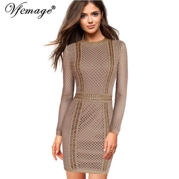 Vfemage Sexy Elegant Geometry High Waist Fashion Womens Girl Ladies Cool Chic Party Evening Casual Zipper Short Mini Dress 4551