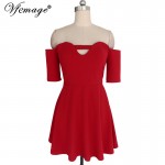 Vfemage Sexy Off Shoulder Keyhole Girl Ladies Chic Party Club Beach A-Line Skater Fitted Short Mini Dress 4912