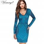 Vfemage Sexy V Neck Geometry Slim High Waist Women Girl Ladies Fashion Cool Chic Party Club Casual Bodycon Mini Short Dress 4356