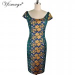 Vfemage Women Elegant Flower Jacquard Fabric Casual Party Evening Mother of Bride Special Occasion Sheath Bodycon Dress 3990