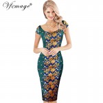 Vfemage Women Elegant Flower Jacquard Fabric Casual Party Evening Mother of Bride Special Occasion Sheath Bodycon Dress 3990