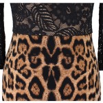Vfemage Women Elegant Flower Lace High Waist Leopard Transparent 3/4 Sleeve Casual Party Pencil Sheath Tunic Bodycon Dress 4327
