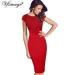 Vfemage Women Elegant Vintage Floral Crochet Frill Charming Casual Work Party Evening Special Occasion Sheath Bodycon Dress 4076