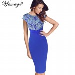 Vfemage Women Elegant Vintage Floral Crochet Frill Charming Casual Work Party Evening Special Occasion Sheath Bodycon Dress 4076