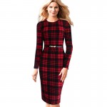 Vfemage Womens Autumn Elegant Tartan Check Plaid Long Sleeve Wear to Work Business Office Stretch Bodycon Fitted Dress 1565