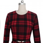 Vfemage Womens Autumn Elegant Tartan Check Plaid Long Sleeve Wear to Work Business Office Stretch Bodycon Fitted Dress 1565