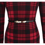 Vfemage Womens Autumn Elegant Tartan Check Plaid Long Sleeve Wear to Work Business Office Stretch Bodycon Fitted Dress 1565