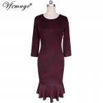 Vfemage Womens Autumn Elegant Vintage Mermaid Casual Party Wear To Work Bodycon Business Office Mid-Calf Midi Fitted Dress 4160