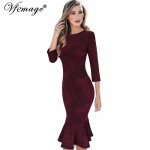 Vfemage Womens Autumn Elegant Vintage Mermaid Casual Party Wear To Work Bodycon Business Office Mid-Calf Midi Fitted Dress 4160