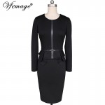 Vfemage Womens Autumn Elegant Vintage Peplum Belt Slim Wear To Work Office Business Casual Sheath Fitted Pencil Dress 4263