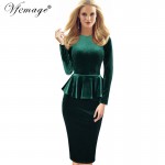 Vfemage Womens Autumn Winter Sexy Elegant Peplum Velvet Tunic Party Mother of Bride Special Occasion Evening Bodycon Dress 4082