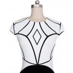 Vfemage Womens Celebrity Elegant Geometrical Symmetry Patchwork Cotton Wear to Work Office Slim Sheath Fitted Bodycon Dress 1639