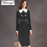 Vfemage Womens Elegant Detachable Bowknot Collar Button Wear to Work Office Party Sheath Pencil Fitted Dress 1513