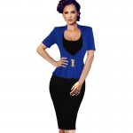 Vfemage Womens Elegant Faux Twinset Peplum Belted Tunic Wear to Work office Business Casual Bodycon Sheath Pencil Dress 1880