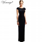 Vfemage Womens Elegant Floral Frill Velvet Formal Evening Party Mother of Bride Special Occasion Bodycon Long Maxi Dress 3963