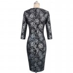 Vfemage Womens Elegant Floral Print Vintage Fitted Casual Stretch Formal Party Sheath Bodycon Pencil Dress 1789