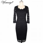 Vfemage Womens Elegant Lace See Through 3/4 sleeve Slim Casual Party Evening Special Occasion Pencil Sheath Bodycon Dress 3193