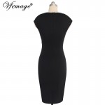 Vfemage Womens Elegant Ruffle Ruched Draped Sexy V-neck Pinup Vintage Work Party Evening Casual Bodycon Fitted Pencil Dress 6297