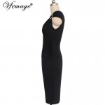 Vfemage Womens Elegant Ruffle Ruched Draped Sexy V-neck Pinup Vintage Work Party Evening Casual Bodycon Fitted Pencil Dress 6297