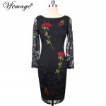 Vfemage Womens Elegant Sexy Embroidered Floral Lace See Through Party Special Occasion Pencil Sheath Embroidery Dress 4401