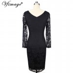 Vfemage Womens Elegant Sexy Embroidered Floral Lace See Through Party Special Occasion Pencil Sheath Embroidery Dress 4401