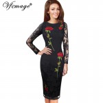 Vfemage Womens Elegant Sexy Embroidered Floral Lace See Through Party Special Occasion Pencil Sheath Embroidery Dress 4401