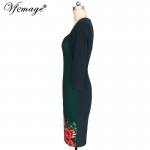 Vfemage Womens Elegant Sexy Floral Flower Square Neck Casual Party Evening Mother of Bride Pencil Sheath Bodycon Dress 4227