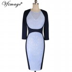 Vfemage Womens Elegant Sexy Lace Slim Tunic Patchwork Wear To Work Casual Party Sheath Slimming Fitted Pencil Bodycon Dress 4309