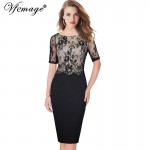 Vfemage Womens Elegant Sexy Transparent Lace Casual Party Evening Mother of Bride Special Occasion Sheath Bodycon Dress 4692