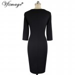 Vfemage Womens Elegant Vintage Crochet Lace Slim Tunic Charming Casual Work Party Pencil Sheath Vestidos Bodycon Dress 4305
