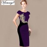 Vfemage Womens Elegant Vintage Embroidered Contrast Slim Casual Work Special Occasion Party Pencil Sheath Embroidery Dress 3973