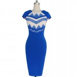 Vfemage Womens Elegant Vintage Floral Flower Crochet Cap Sleeve Patchwork Casual Work Party Evening Pencil Sheath Dress 1882