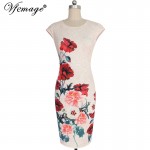 Vfemage Womens Elegant Vintage Floral Flower Printed Charming Pinup Casual Party Evening Sheath Bodycon Pencil Dress 3048
