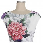 Vfemage Womens Elegant Vintage Flower Floral Printed Ruched Casual Vestidos Bridesmaid Mother of Bride Evening Party Dress 3156