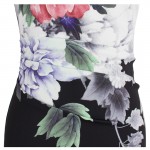 Vfemage Womens Elegant Vintage Flower Floral Printed Ruched Casual Vestidos Bridesmaid Mother of Bride Evening Party Dress 3156